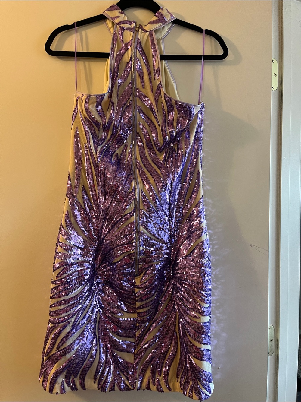 Fashion Nova Lavender Sequin Halter Bodycon Mini Dress - Picture 6 of 8